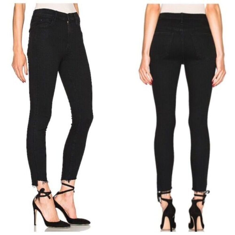 Mother The Stunner Step Fray‎ Jeans Not Guilty Black Women's Size 27 Raw Hem